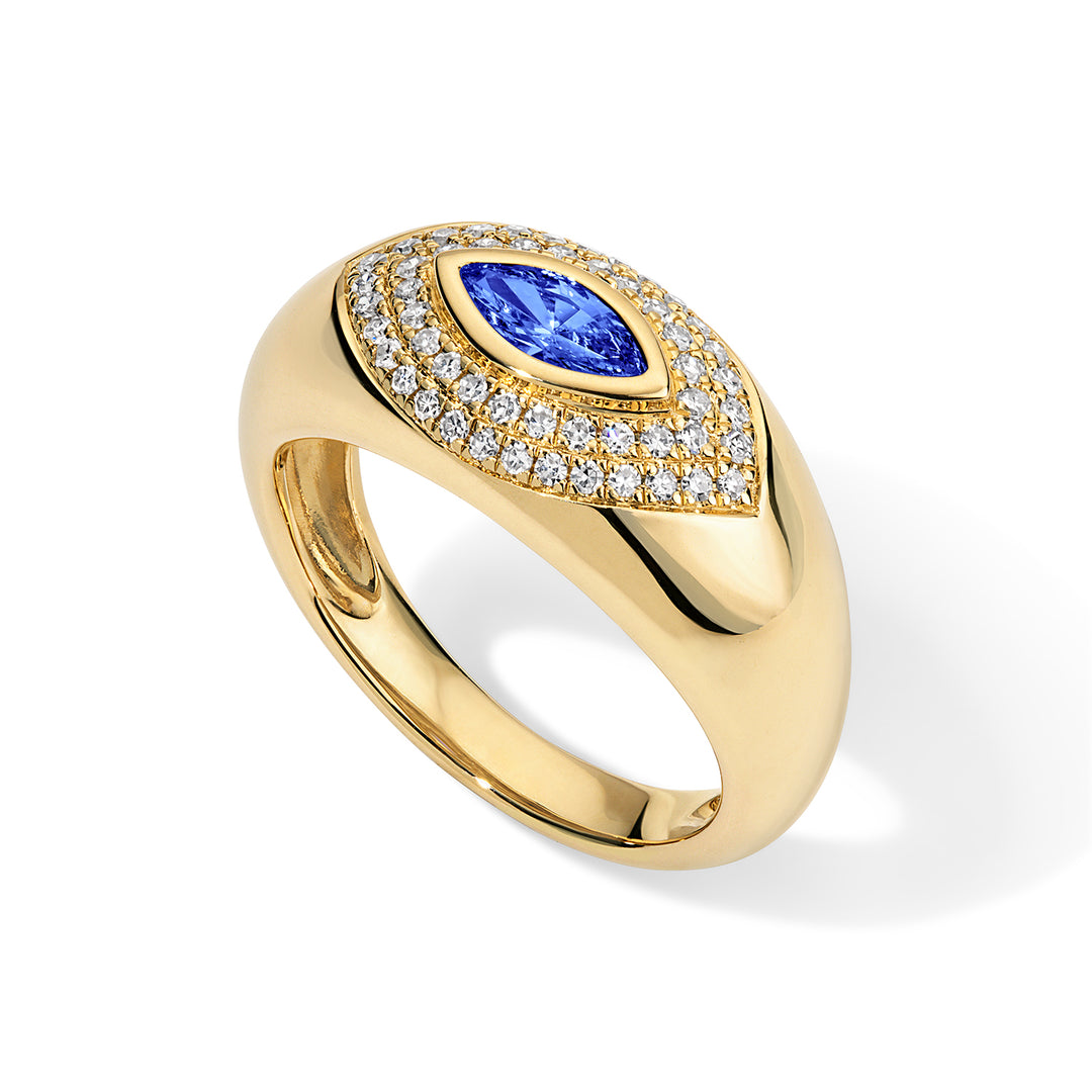 Evil Eye Pinky Ring w/ Blue Sapphire
