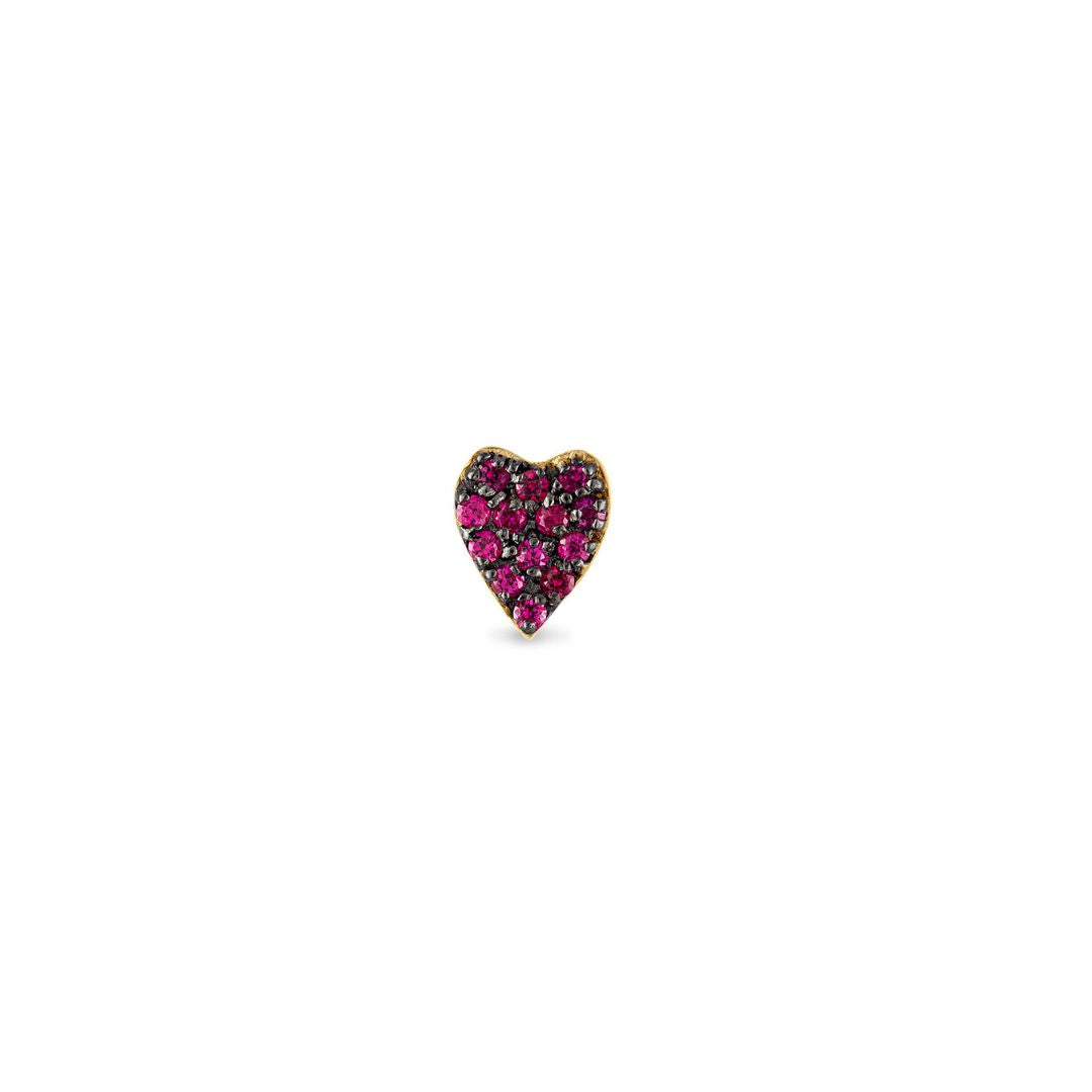 Pave Ruby Heart Stud