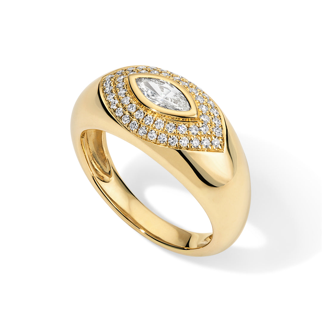 Evil Eye Pinky Ring w/ Diamond Marquise