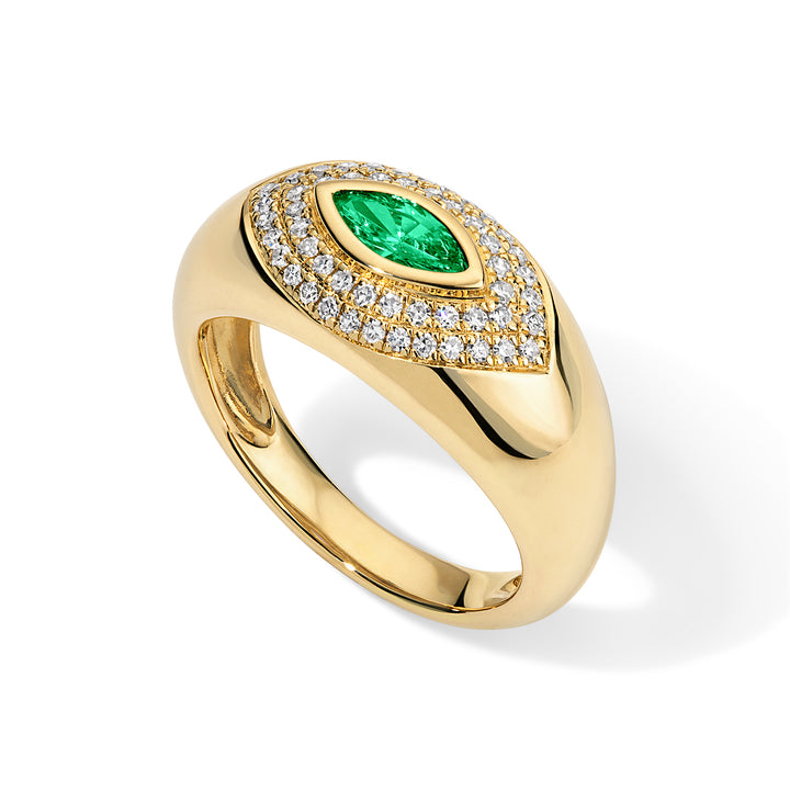 Evil Eye Pinky Ring w/ Emerald