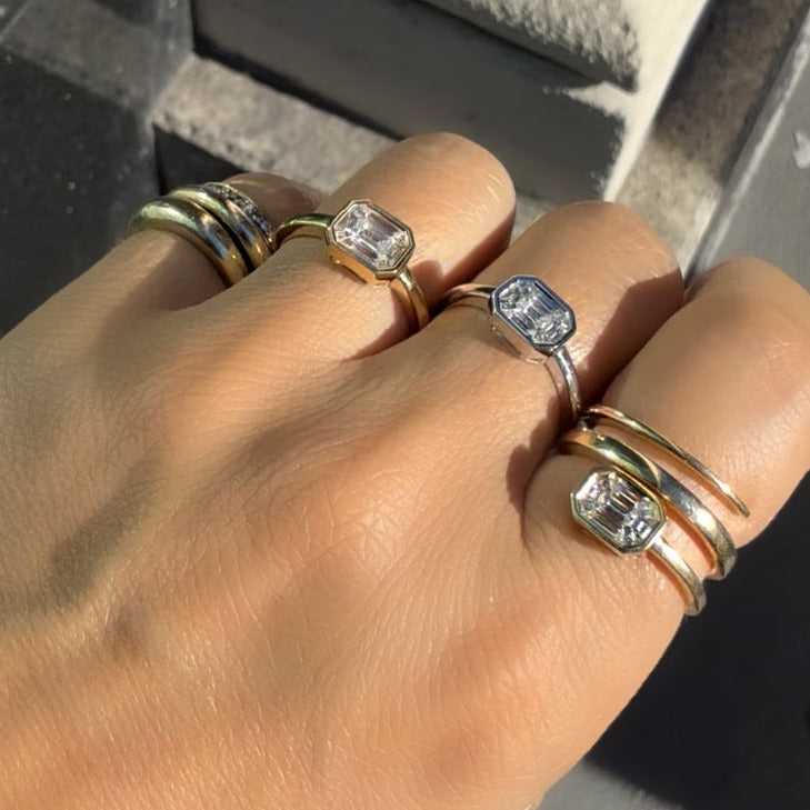 Mosaic Emerald Cut Wrap Ring