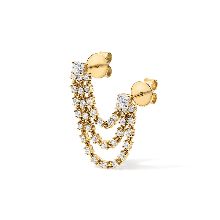 Double Piercing Draped Tennis Earring