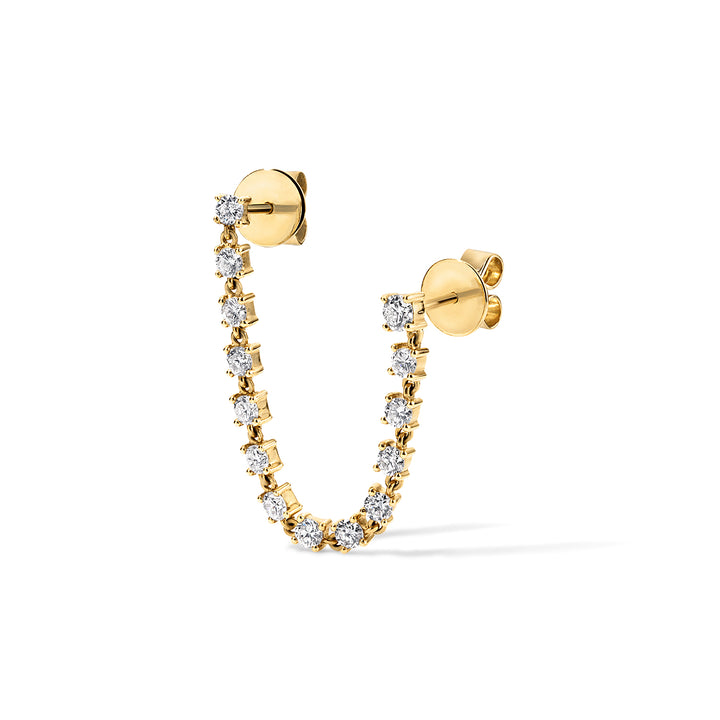 Double Piercing Draped Tennis Earring