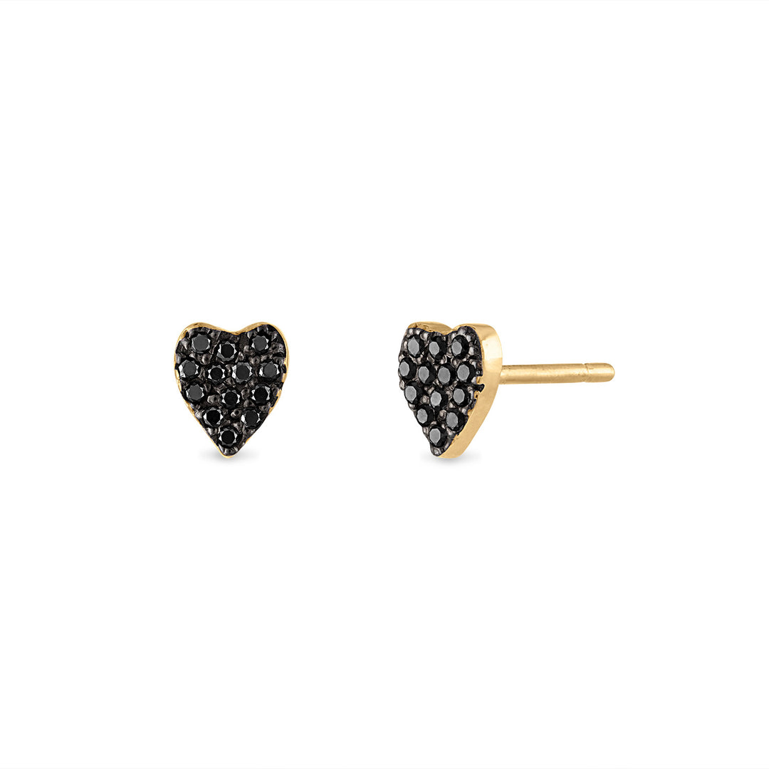 Pave Black Diamond Heart Stud
