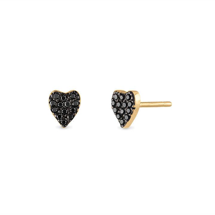 Pave Black Diamond Heart Stud