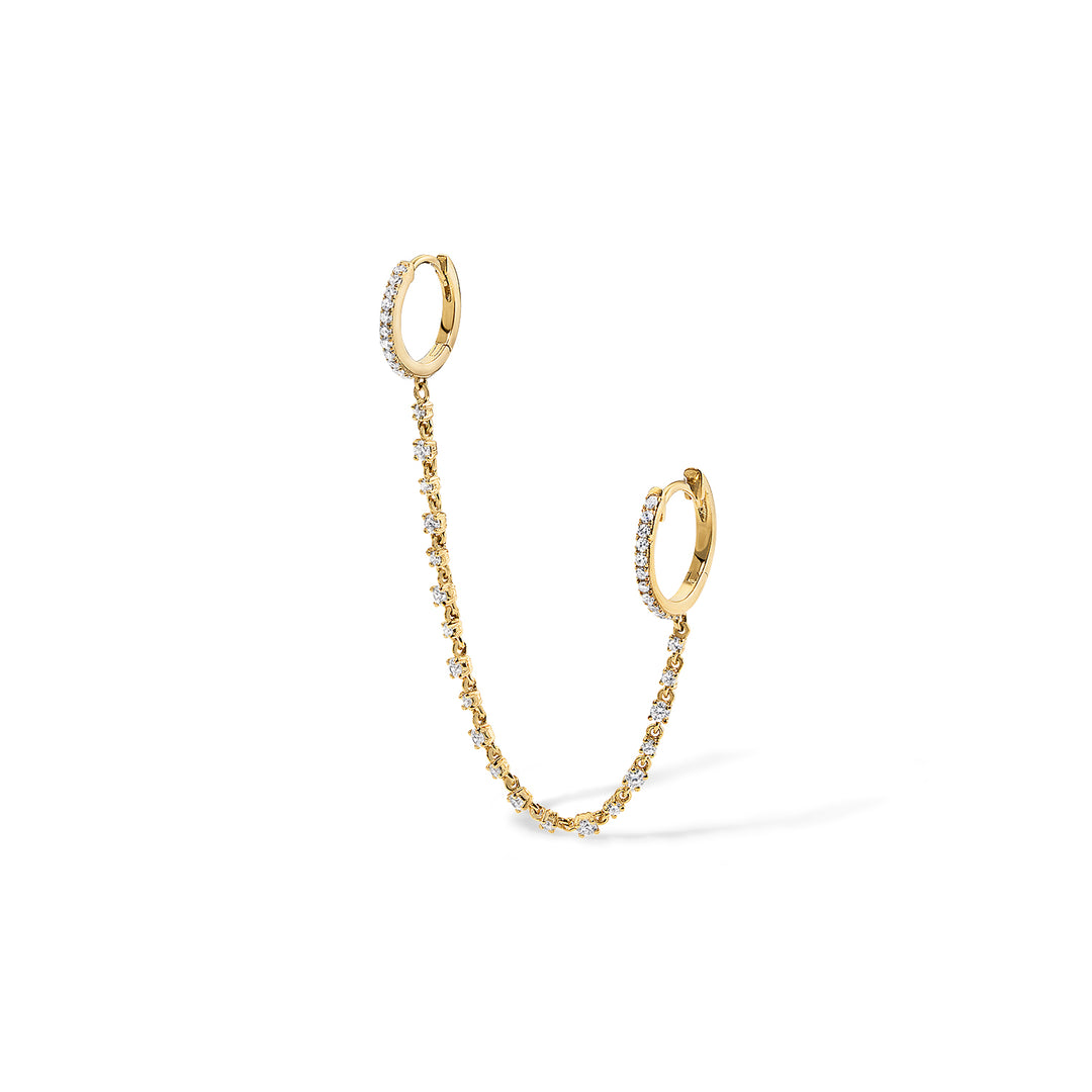 Double Diamond Huggie w/ Tennis Chain