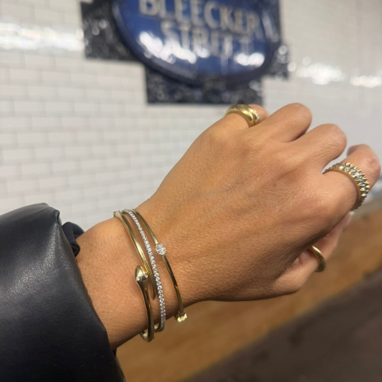 Oval Diamond Hinged Bangle