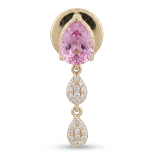 Pear Shaped Pink Sapphire w/ Drop Diamonds