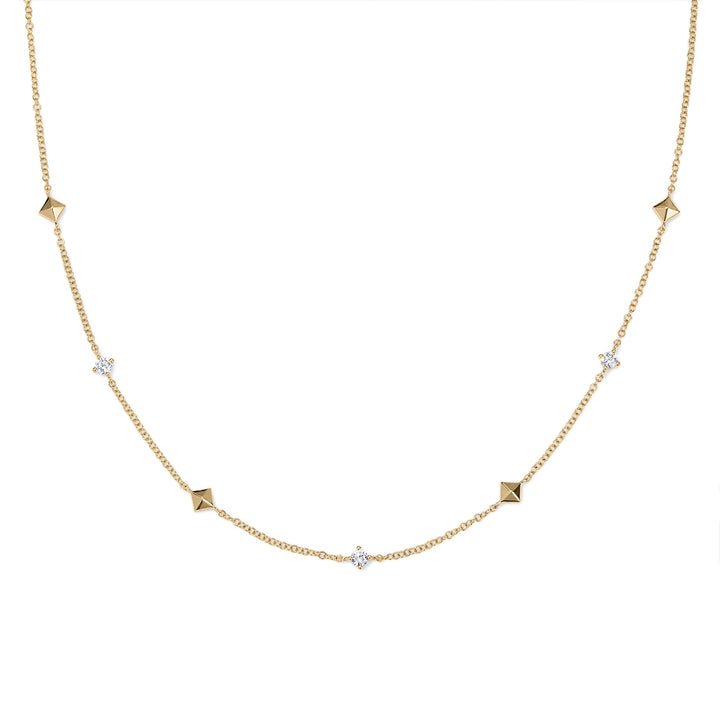 Diamond and Pyramid Chain Necklace