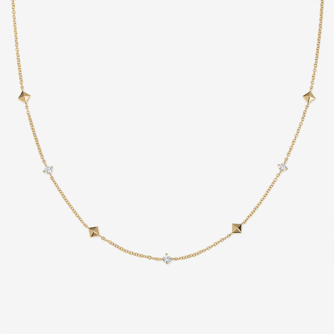 Diamond and Pyramid Chain Necklace