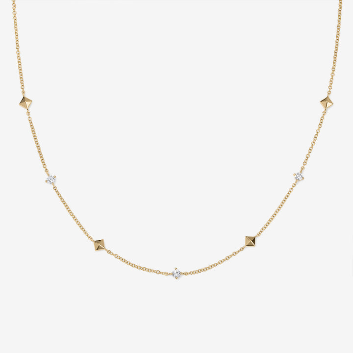 Diamond and Pyramid Chain Necklace