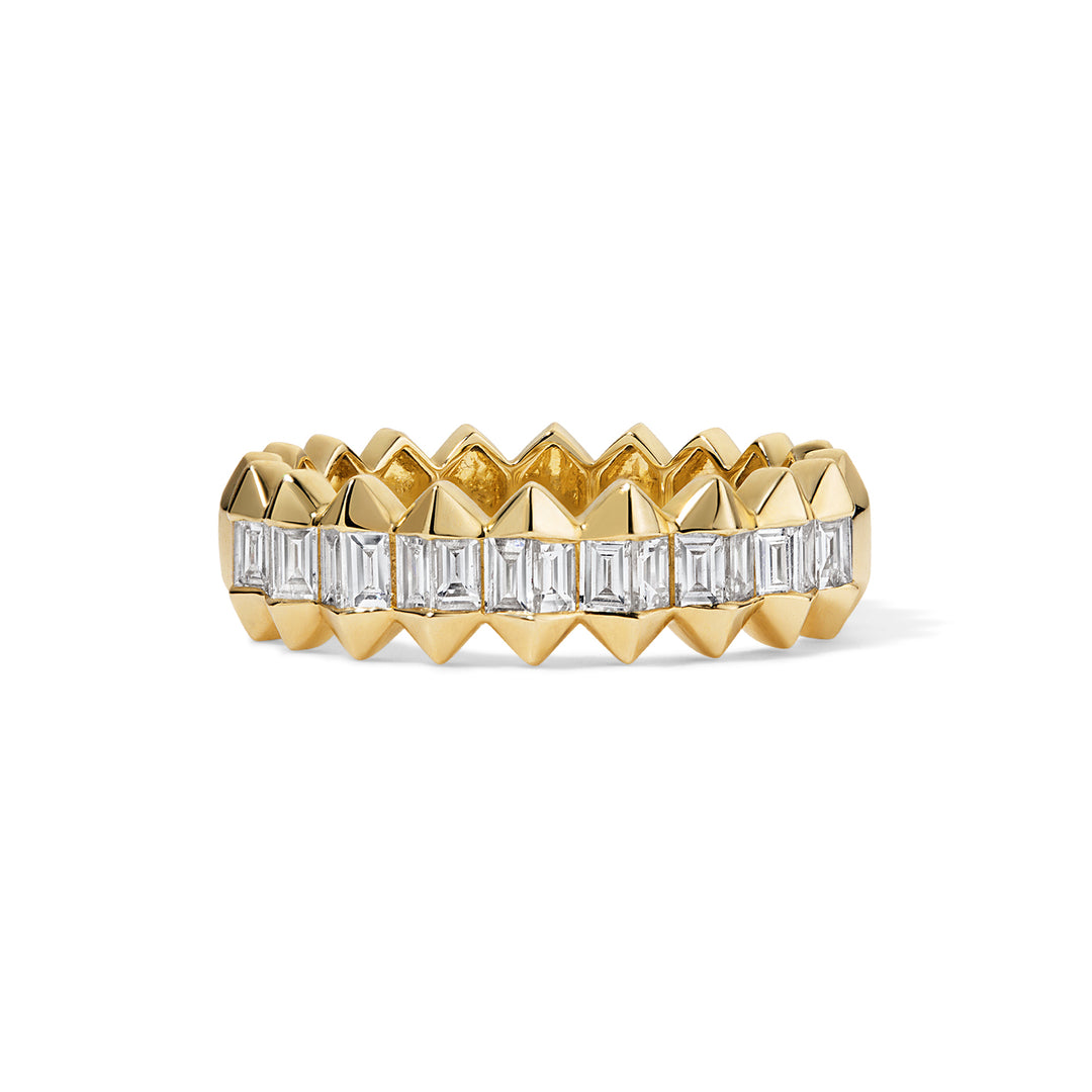 Half Baguette Diamond and Spike Ring