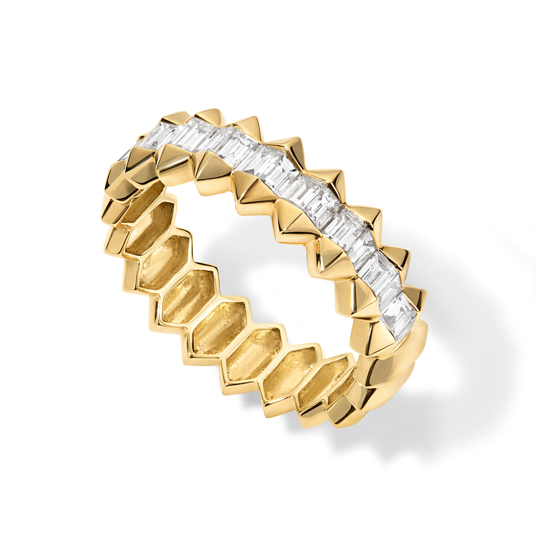 Half Baguette Diamond and Spike Ring