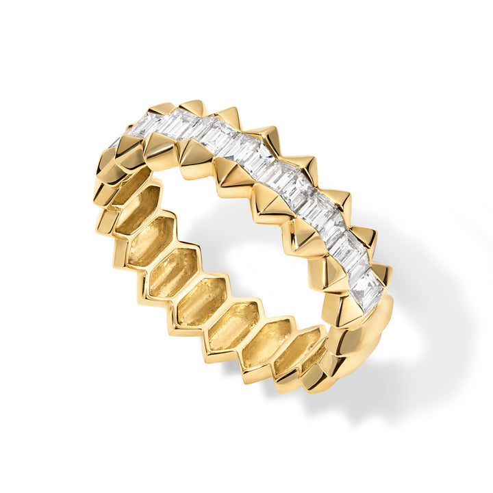 Half Baguette Diamond and Spike Ring
