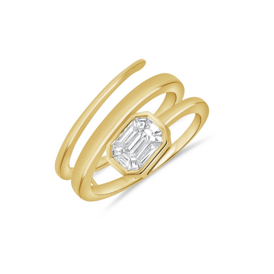Mosaic Emerald Cut Wrap Ring