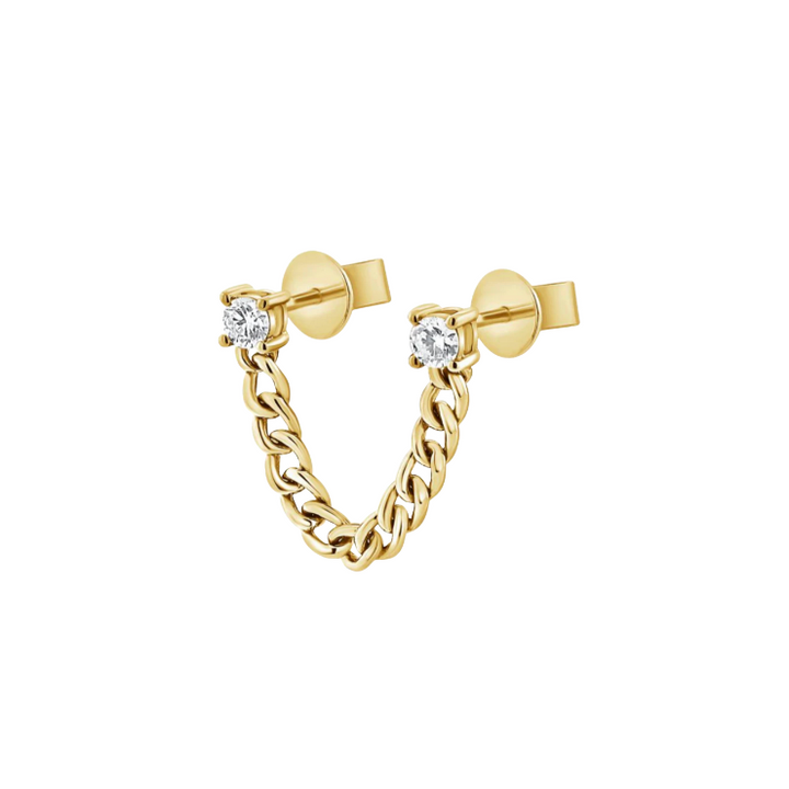 Double Diamond Curb Chain Earring