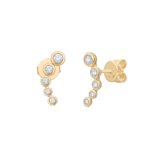 Five Diamond Ear Climber Pair