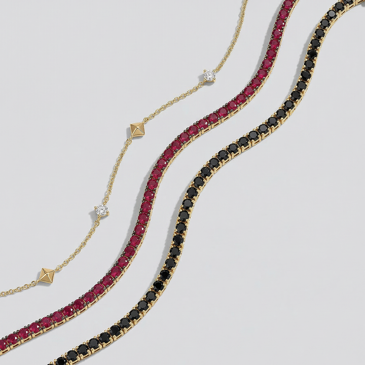 Pyramid and Diamond Chain Bracelet