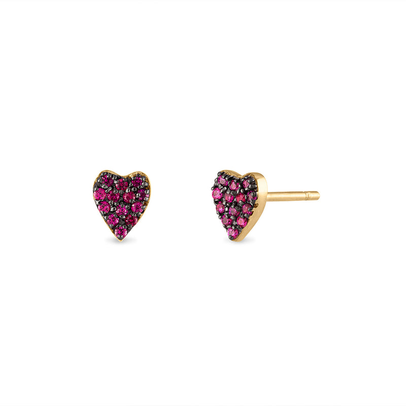 Pave Ruby Heart Stud