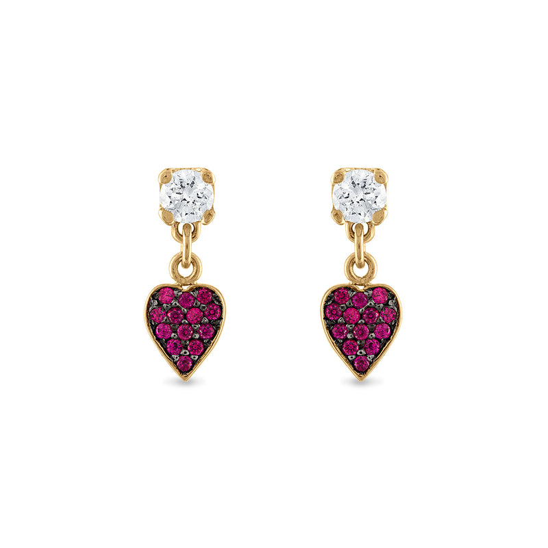 Pave Ruby Heart Drop Stud