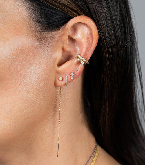 Diamond Mini J-hook Earring